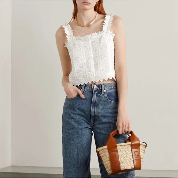 Doen White Ruffled Tank Top - Picture 1 of 12